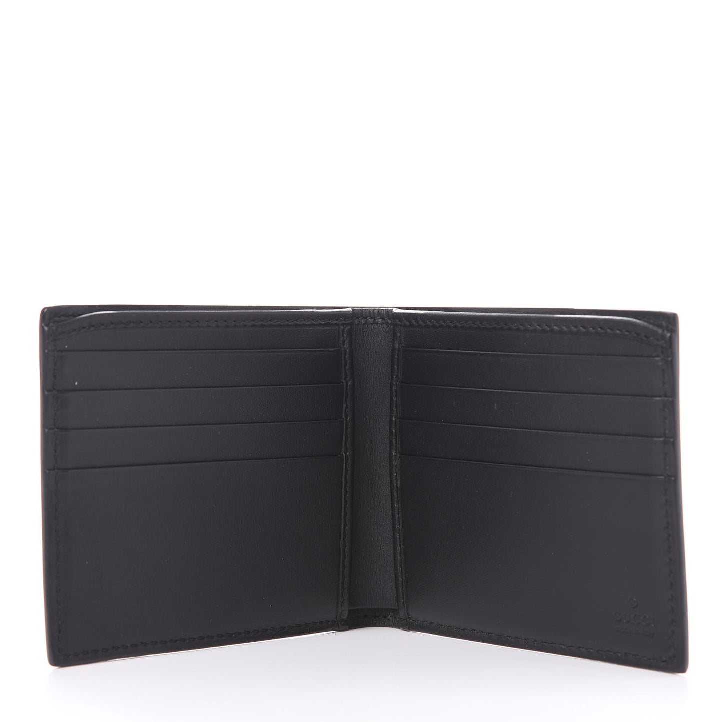 Calfskin Rabbit Embroidered Bi-Fold Wallet Black