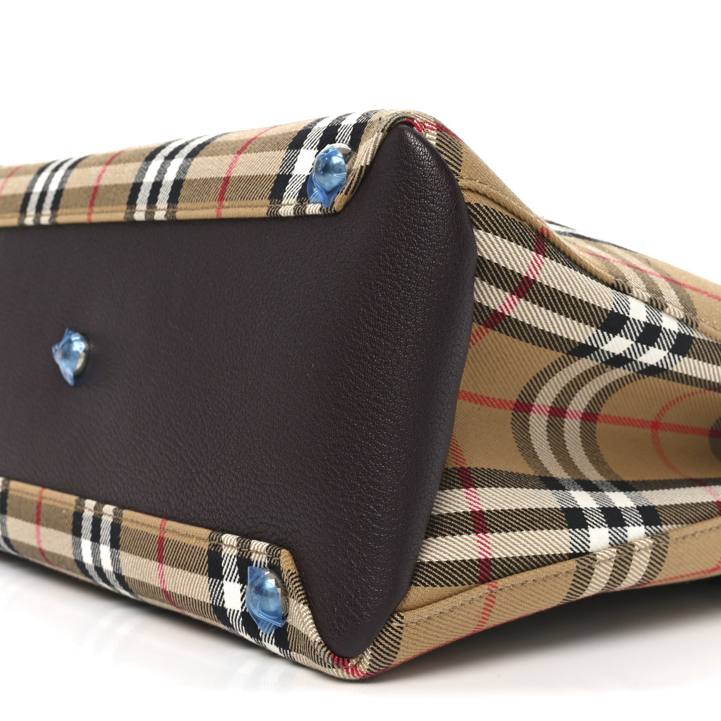 Goatskin Vintage Check Medium Banner Tote Deep Claret