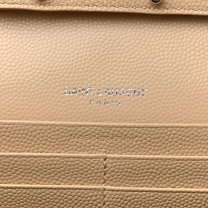 Saint Laurent Grain De Poudre Matelasse Chevron Monogram Chain Wallet Dark Beige 8 of 12