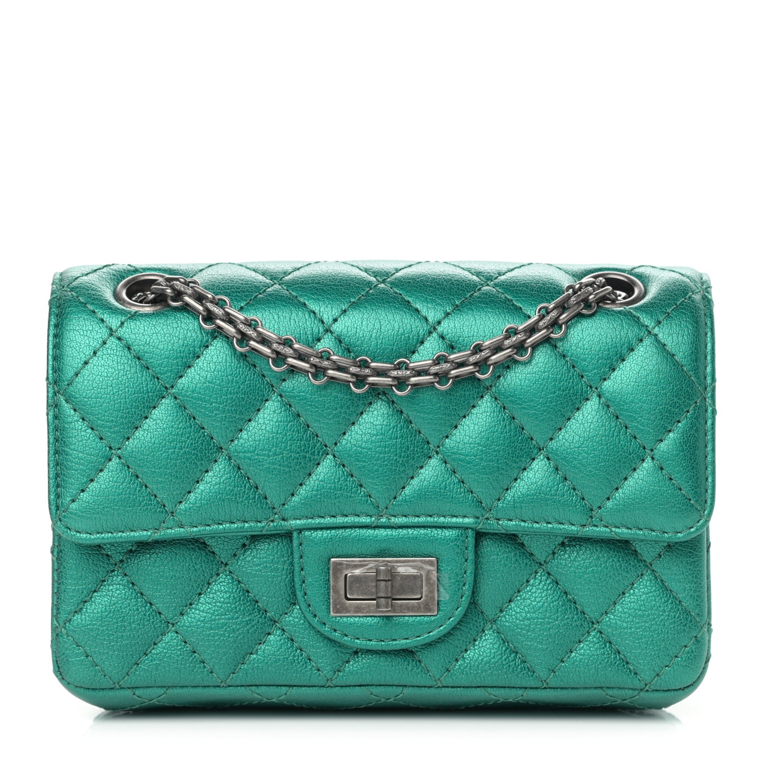 Chanel Metallic Sheepskin Quilted 2.55 Reissue Mini Flap Green 1 of 11