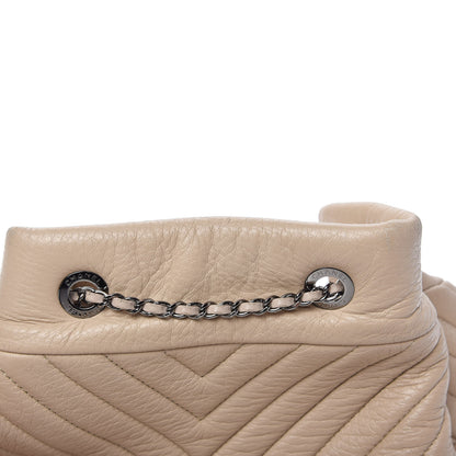Chanel Deerskin Chevron Medium CC Chain Bucket Drawstring Bag Beige 9 of 14