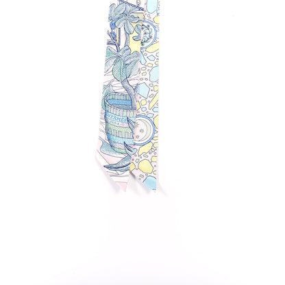Hermes Silk La Danse Des Amazones Twilly Rose Pale Bleu Jaune 3 of 5