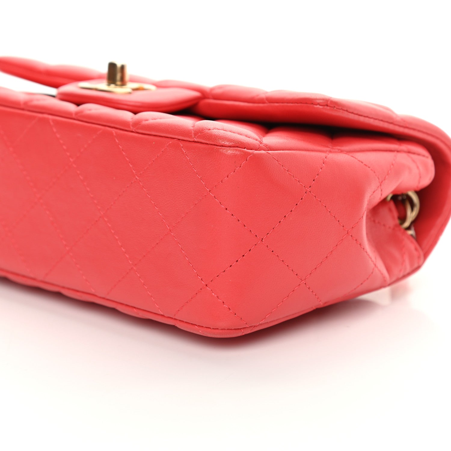 Chanel Lambskin Quilted Mini Rectangular Flap Red 10 of 13