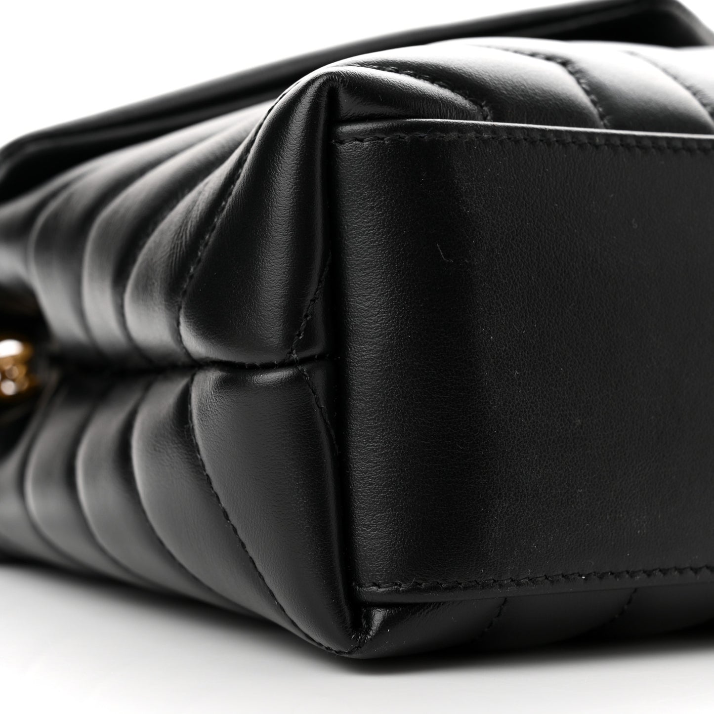 Calfskin Y Quilted Monogram Small Loulou Chain Satchel Black