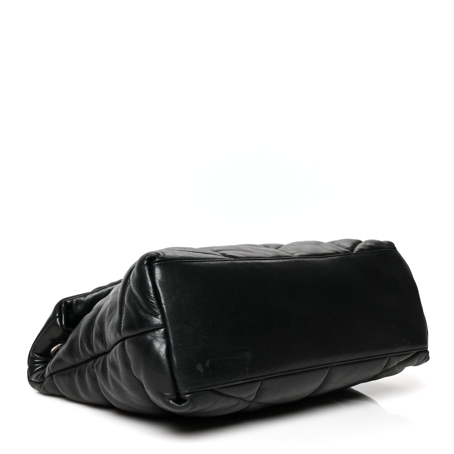 Lambskin Quilted Small Loulou Puffer Monogram Chain Satchel Black