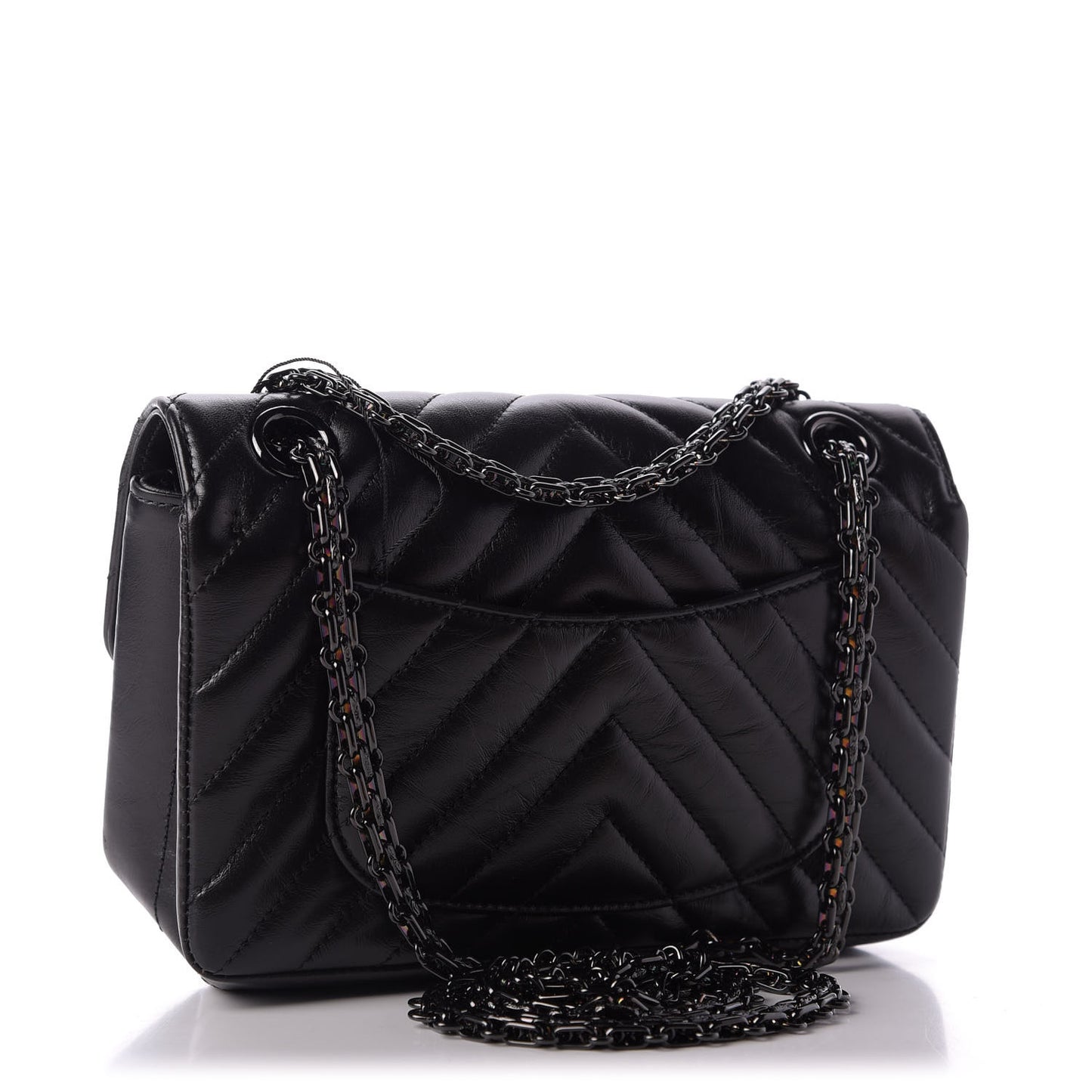 Aged Calfskin Chevron Quilted 2.55 Reissue Mini Flap So Black