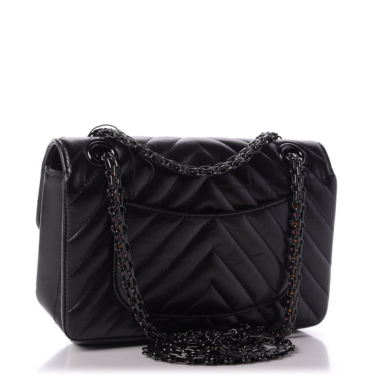 Chanel Aged Calfskin Chevron Quilted 2.55 Reissue Mini Flap So Black 3 of 10