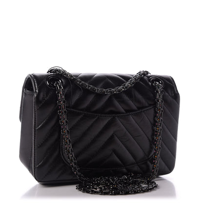 Chanel Aged Calfskin Chevron Quilted 2.55 Reissue Mini Flap So Black 3 of 10