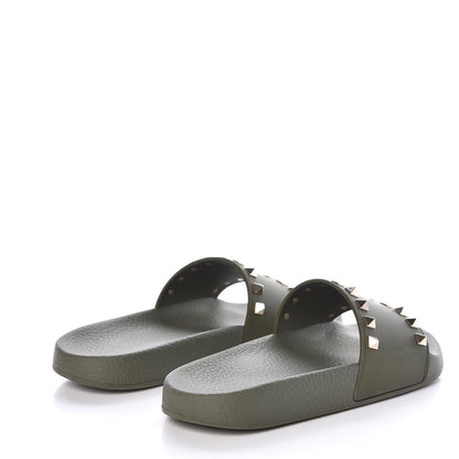 Valentino Garavani Rubber Rockstud Slide Sandals 36 Oasis 4 of 10