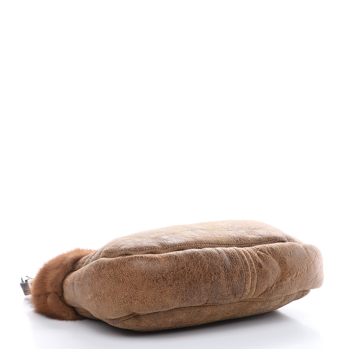 Suede Shearling Mink Fur Crocodile Shoulder Bag Brown