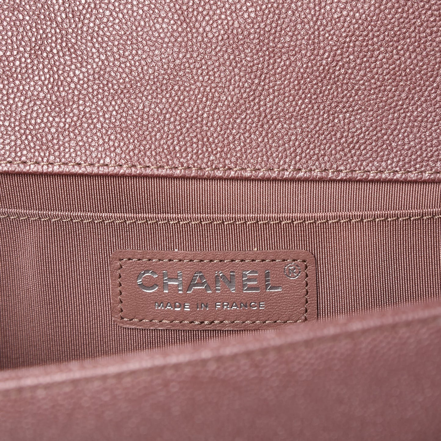 Metallic Caviar Chevron Quilted Medium Boy Flap Dark Pink