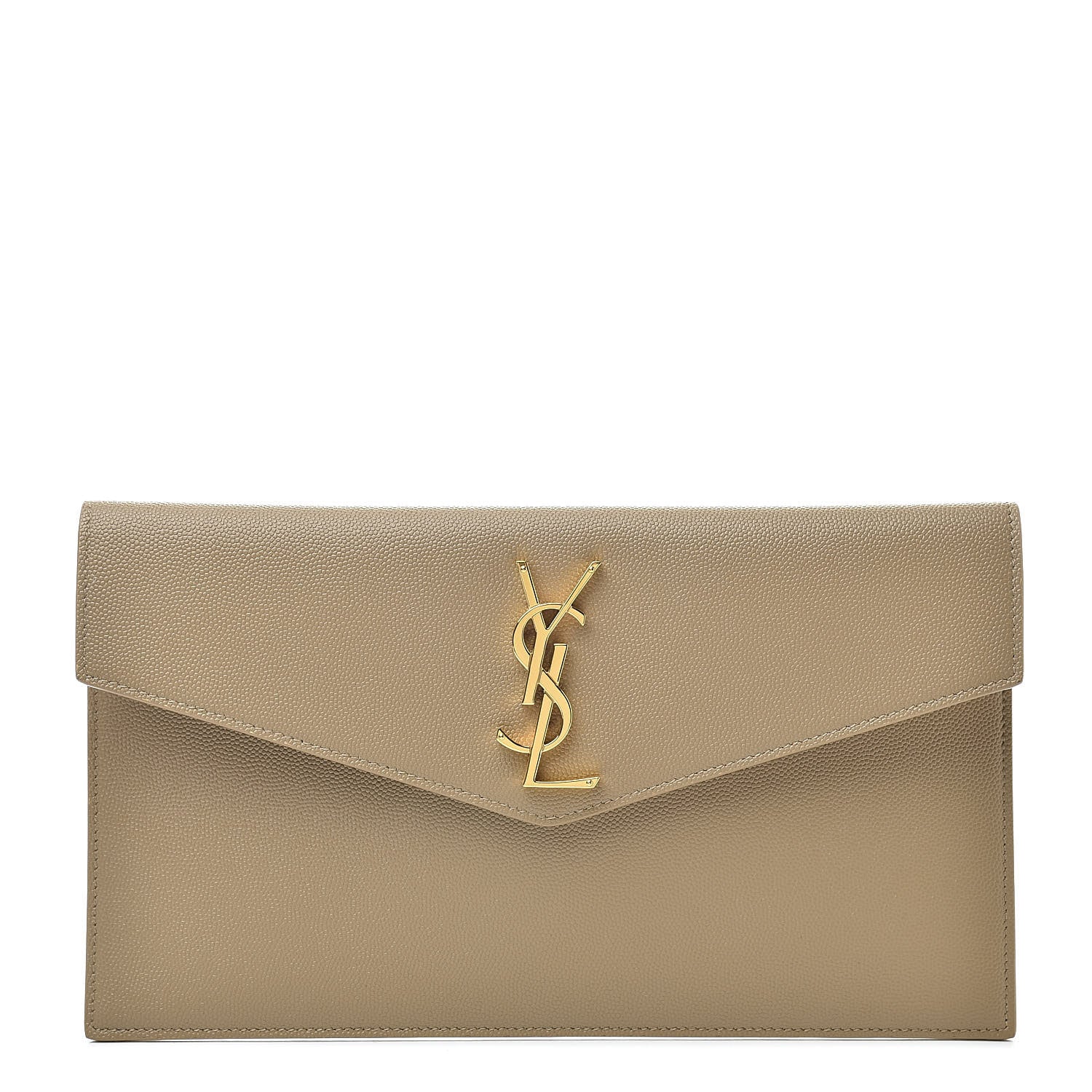 Saint Laurent Grain De Poudre Uptown Pouch Dark Latte 1 of 8