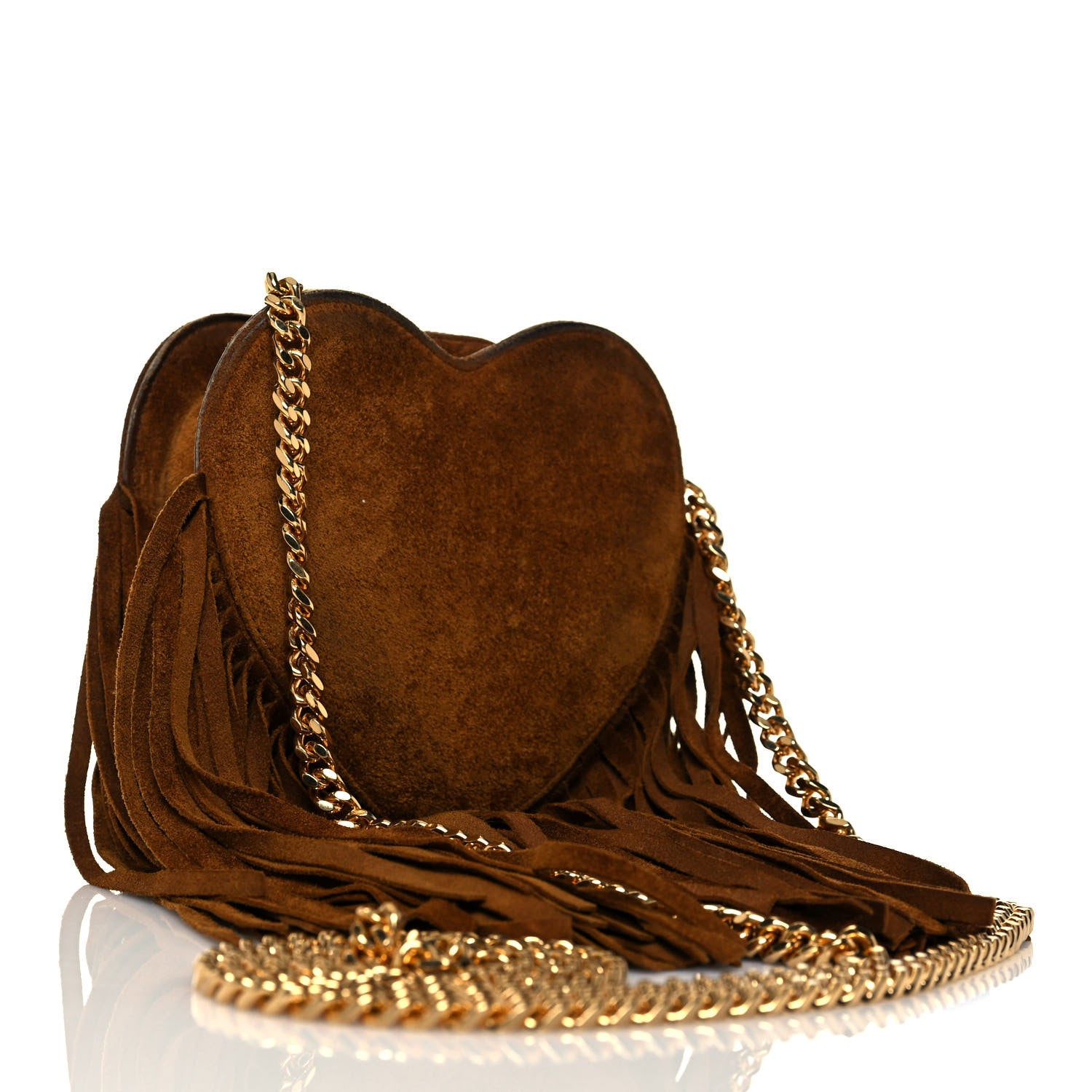Saint Laurent Suede Fringe Small Monogram Love Shoulder Bag Brown 3 of 17