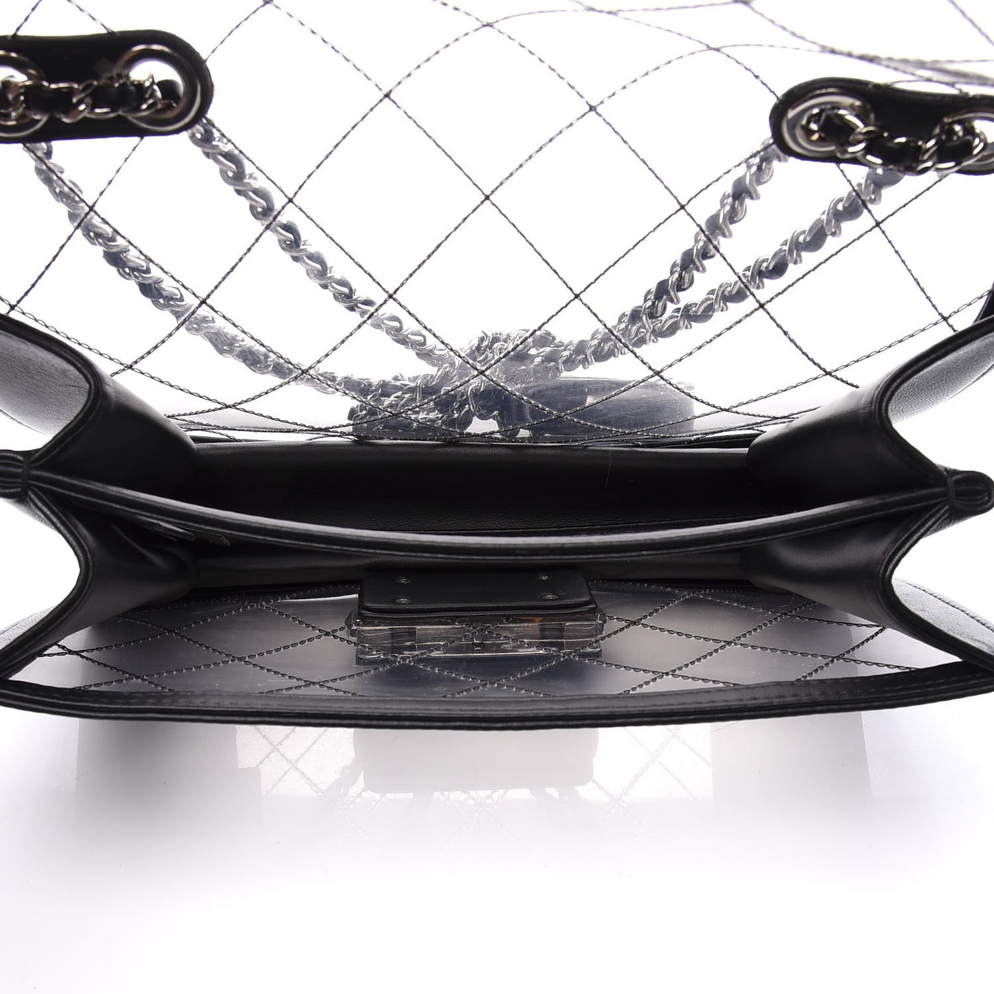 PVC Lambskin Quilted Beauty Lock Flap Black