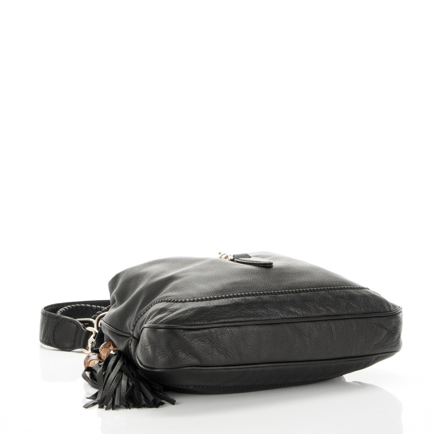 Soft Deerskin Medium New Jackie Shoulder Bag Black