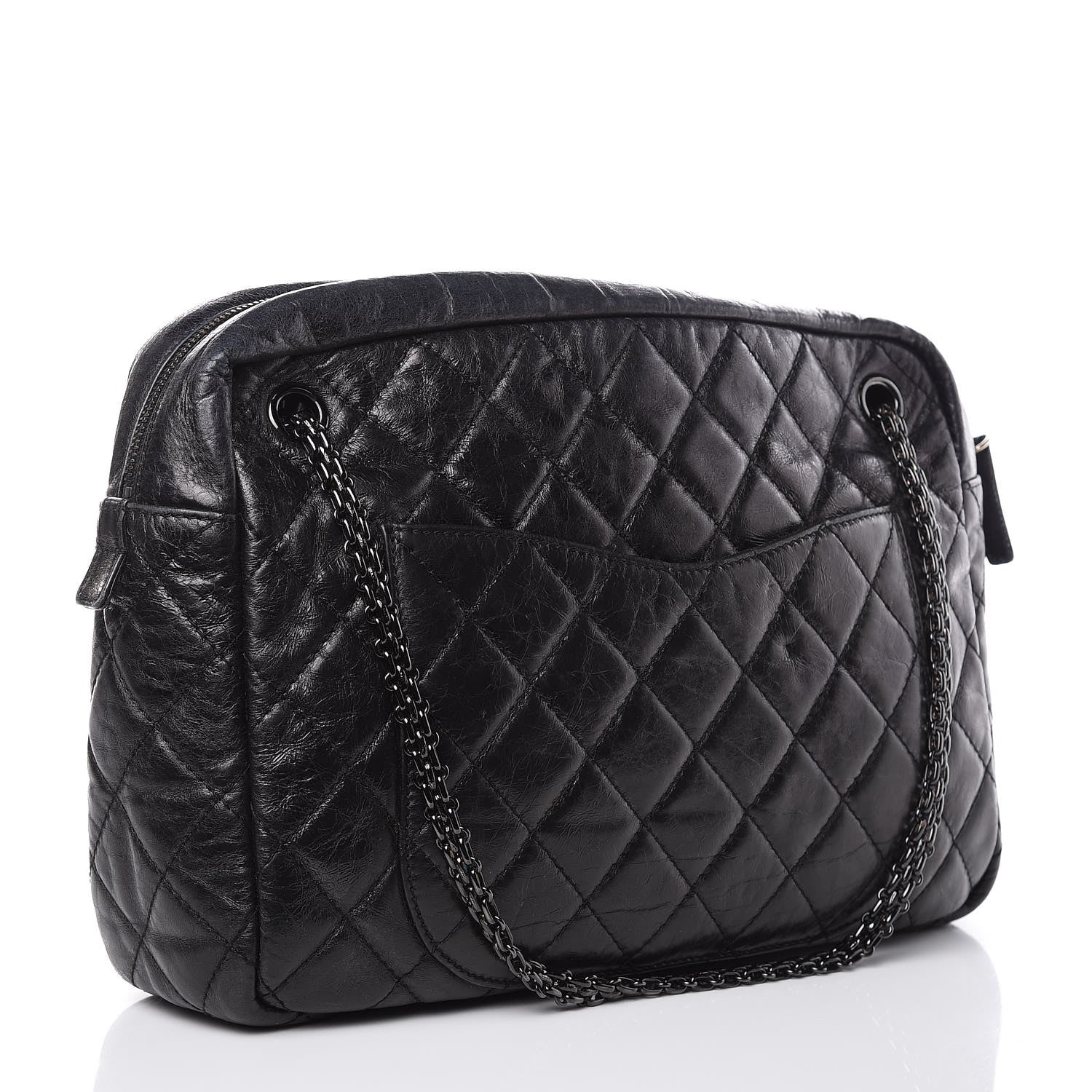Chanel Metallic Aged Calfskin Quilted Large Reissue Camera Case Black 4 of 14