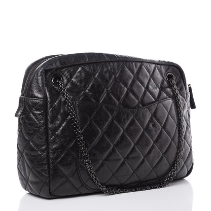 Chanel Metallic Aged Calfskin Quilted Large Reissue Camera Case Black 4 of 14