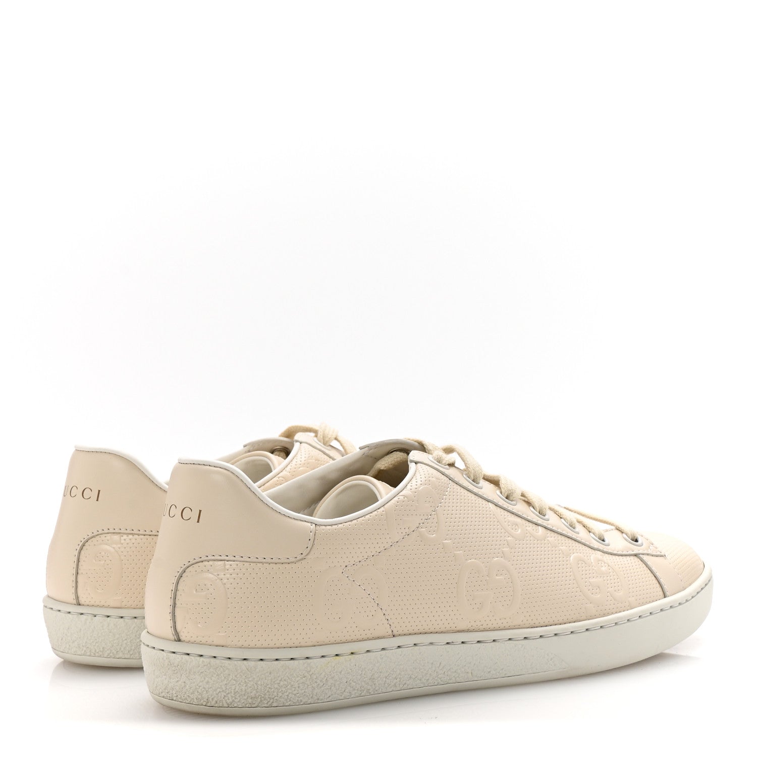 Gucci Calfskin GG Tennis Embossed Womens Ace Sneakers 39 Mystic White 5 of 10