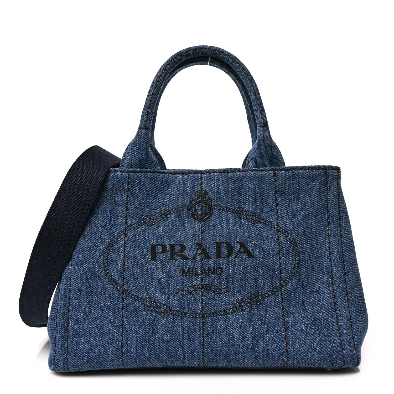 Prada Denim Small Logo Tote Bleu 1 of 8