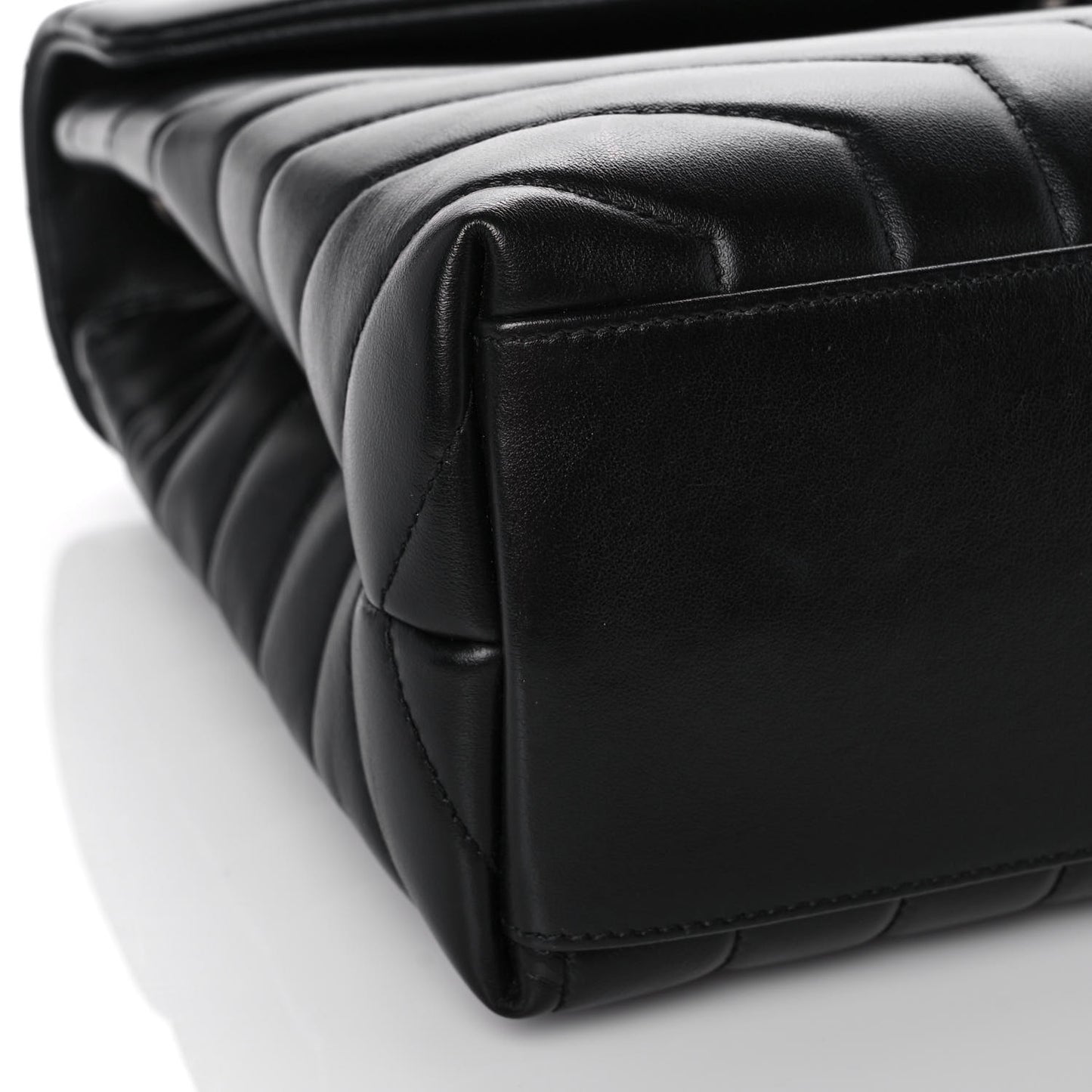 Calfskin Y Quilted Monogram Medium Loulou Chain Satchel Black