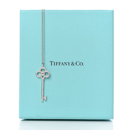 Tiffany Platinum 18K Rose White Gold Fancy Pink Diamond Crown Key Pendant Necklace 9 of 9