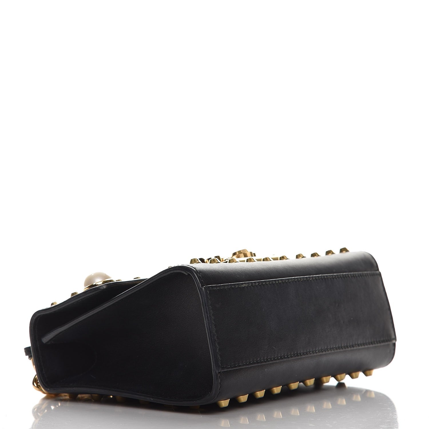 Gucci Calfskin Studded Small Padlock Shoulder Bag Black 4 of 12