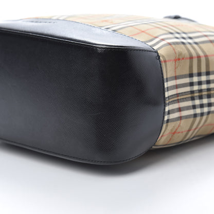 Burberry Grainy Calfskin Haymarket Check Tote Black 9 of 11