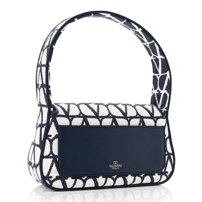 Valentino Garavani Toile Iconographe Cotton Vlogo Small Loco Hobo Bag White Worker 2 of 9