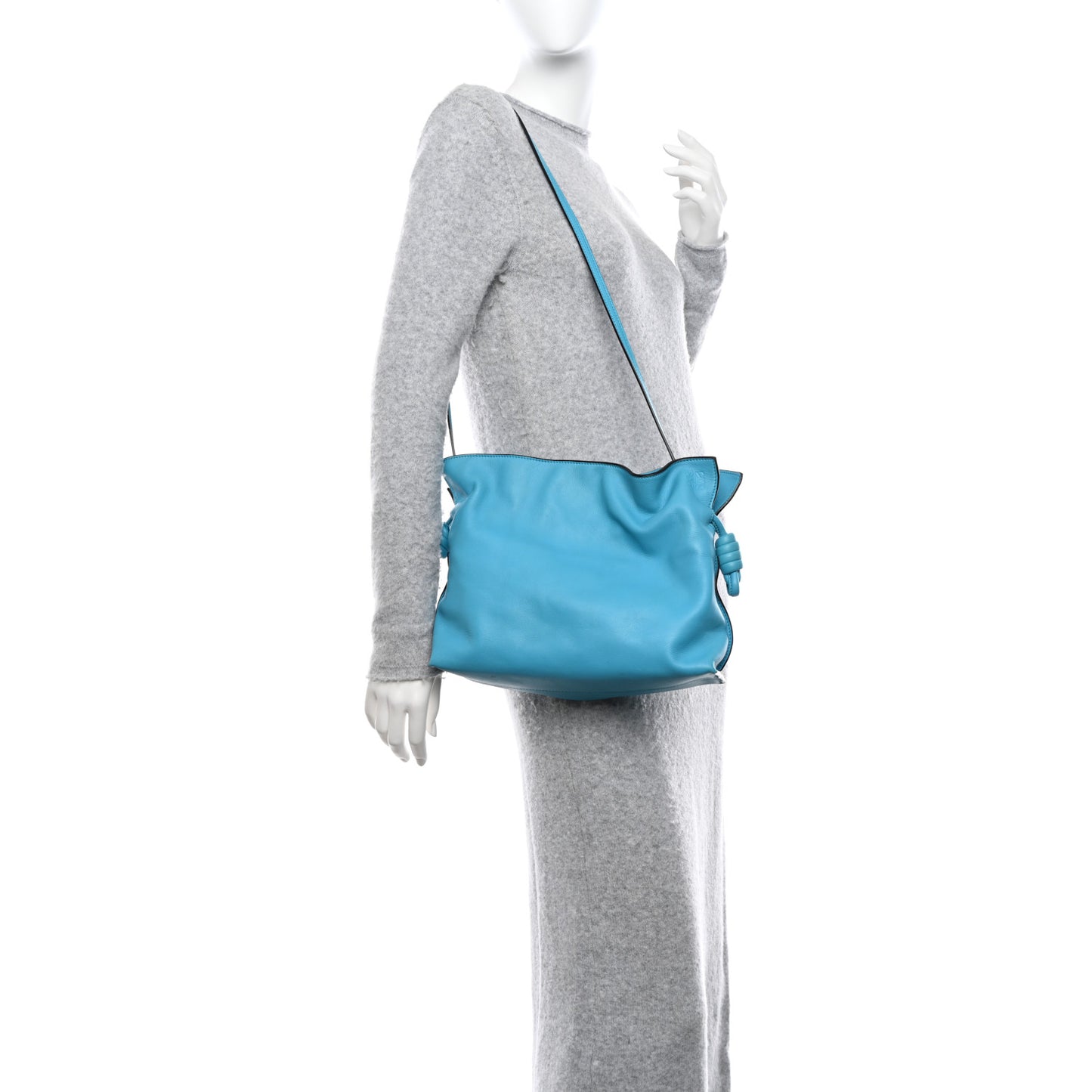 Nappa Medium Flamenco Knot Bag Cyan
