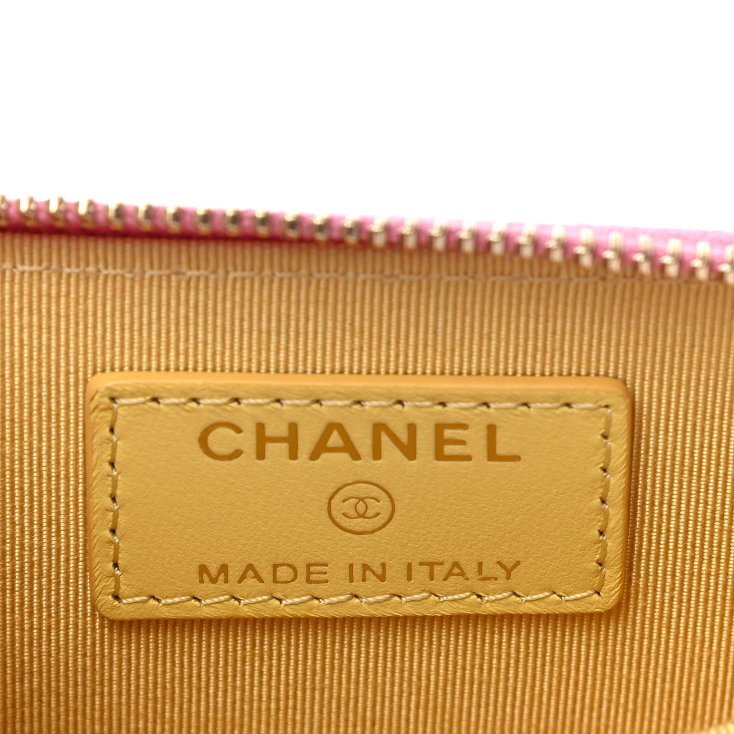 Chanel Lambskin Quilted Zip Around Coin Purse Wallet Pink Yellow 6 of 7