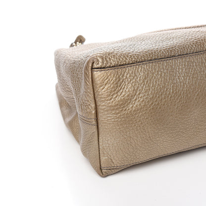 Gucci Metallic Pebbled Calfskin Medium Soho Chain Shoulder Bag Golden Beige 7 of 9