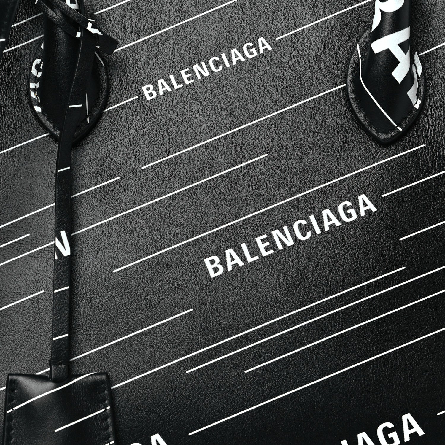 Balenciaga Calfskin Logo Print S Ville Top Handle Bag Black White 8 of 10