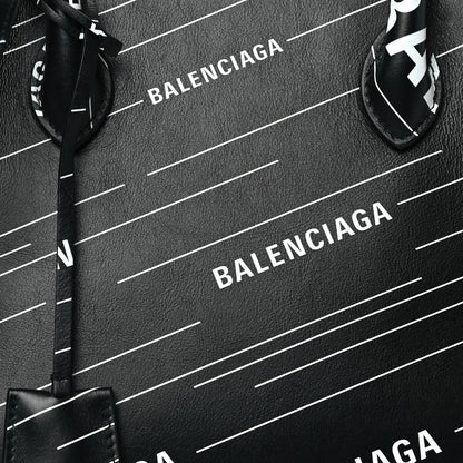Balenciaga Calfskin Logo Print S Ville Top Handle Bag Black White 8 of 10