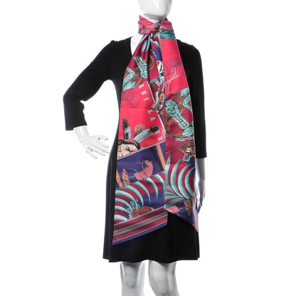 Hermes Silk Carre En Carres Maxi Twilly Rose Indien Bordeaux Vert 2 of 5