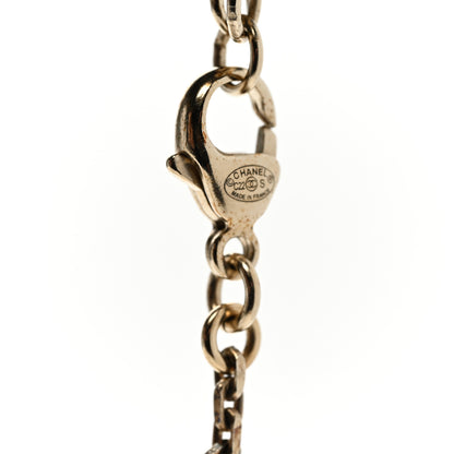 Chanel Metal Resin Pearl Crystal 5 CC Charm Necklace Gold Pink White 5 of 5