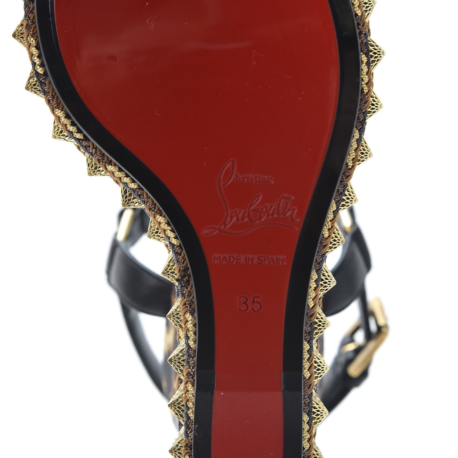 Christian Louboutin Nappa Silk Leopard Pira Ryad 110 Wedge Sandals 35 Black Marron 9 of 10