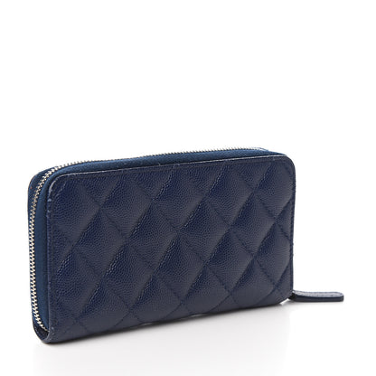 Chanel Caviar Quilted Small Zip Around Wallet Navy 2 of 7