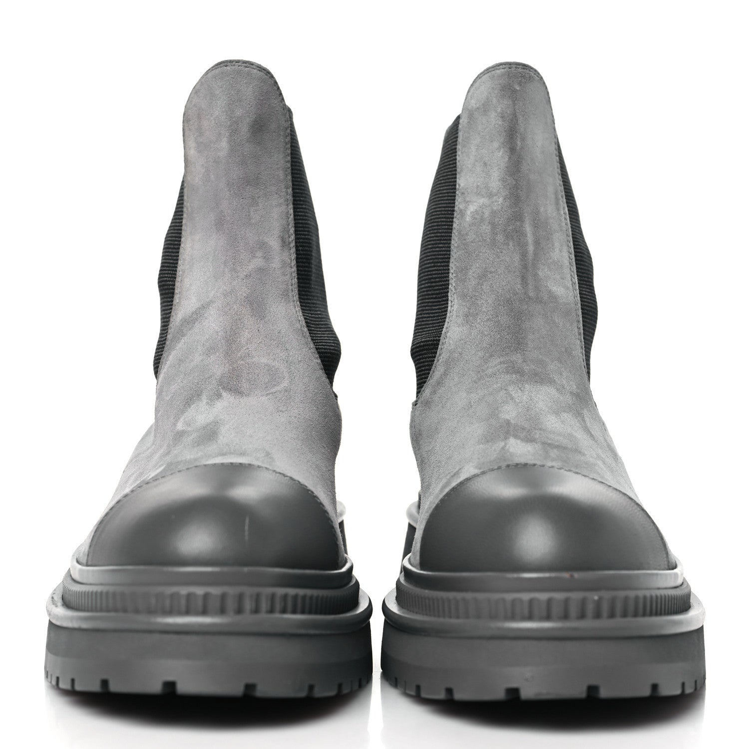 Chanel Suede Lambskin Cap Toe Ankle Boots 36.5 Grey 2 of 9