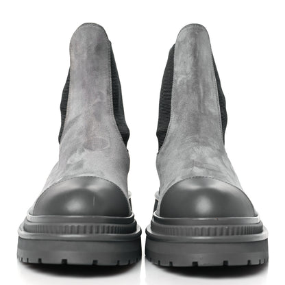 Chanel Suede Lambskin Cap Toe Ankle Boots 36.5 Grey 2 of 9
