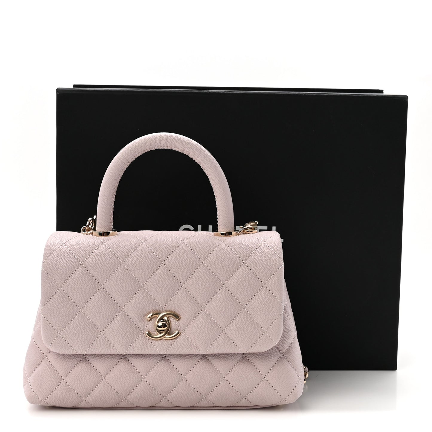 Caviar Quilted Mini Coco Handle Flap Lilac