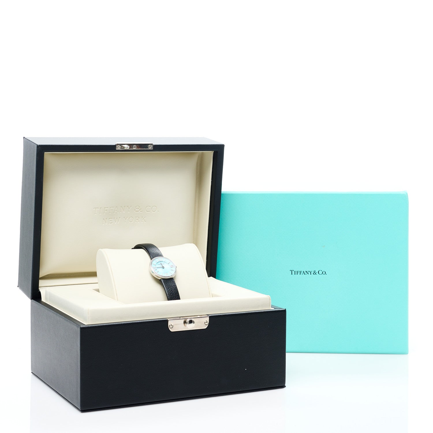 Tiffany Stainless Steel Calfskin Diamond Bezel 24mm Atlas 2-Hand Quartz Watch Tiffany Blue 5 of 5