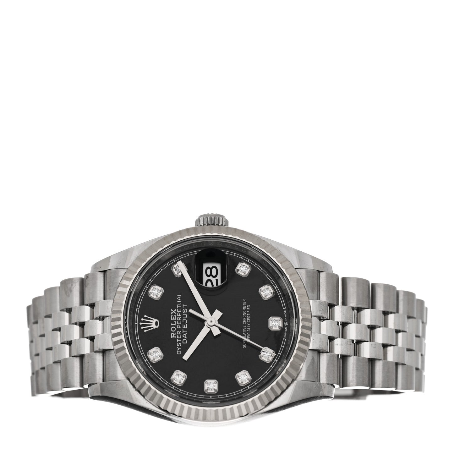 Stainless Steel 18K White Gold Diamond 36mm Oyster Perpetual Datejust Watch Black 126234