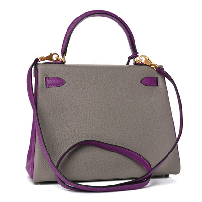 Hermes Togo Horseshoe Kelly Retourne 28 Gris Asphalte Anemone 3 of 15