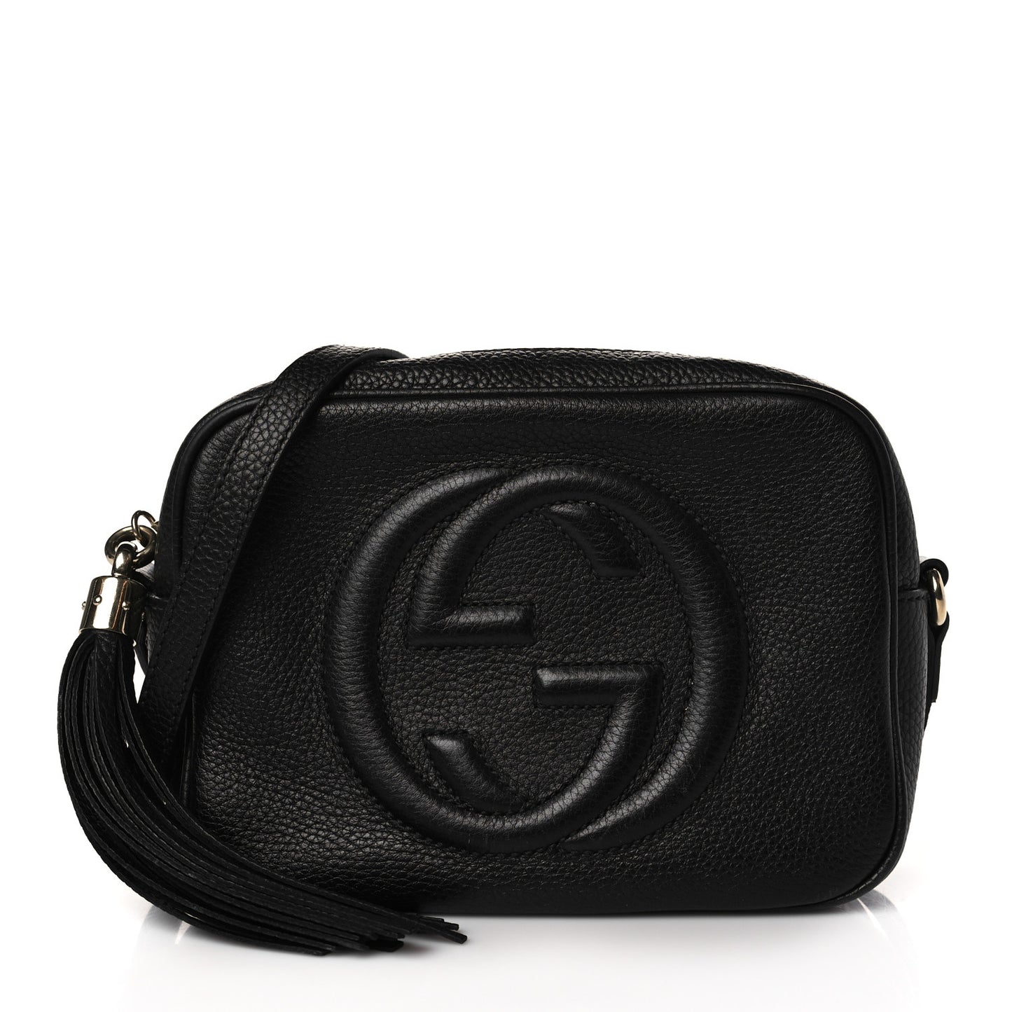 Pebbled Calfskin Small Soho Disco Bag Black