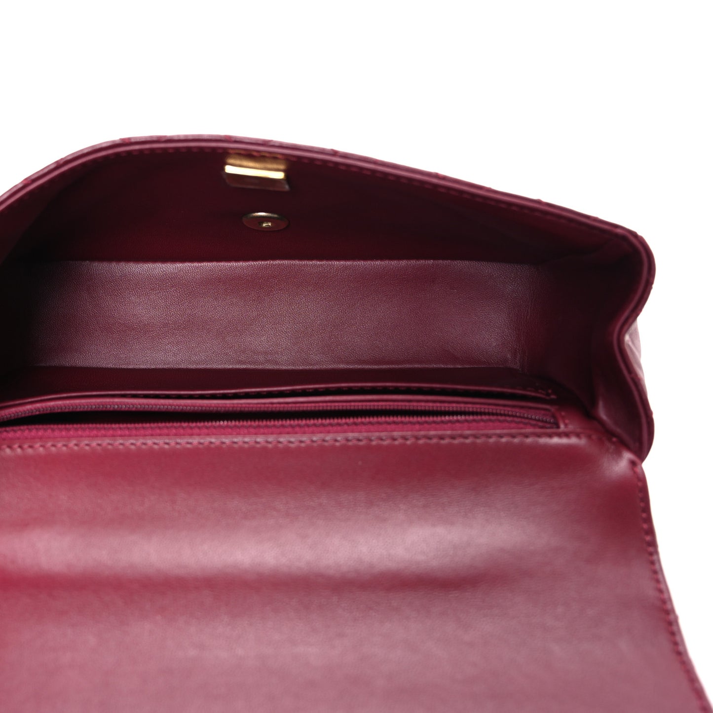 Lambskin Quilted Small Metal Top Handle Rectangular Flap Burgundy