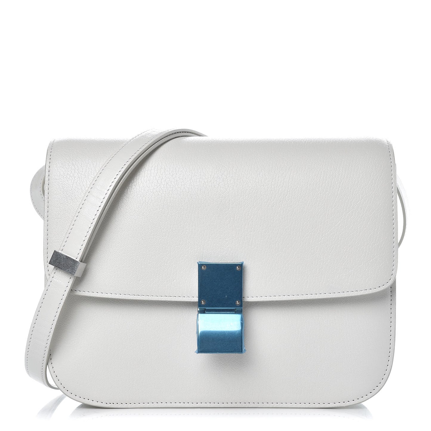 Goatskin Medium Classic Box Flap Bag White