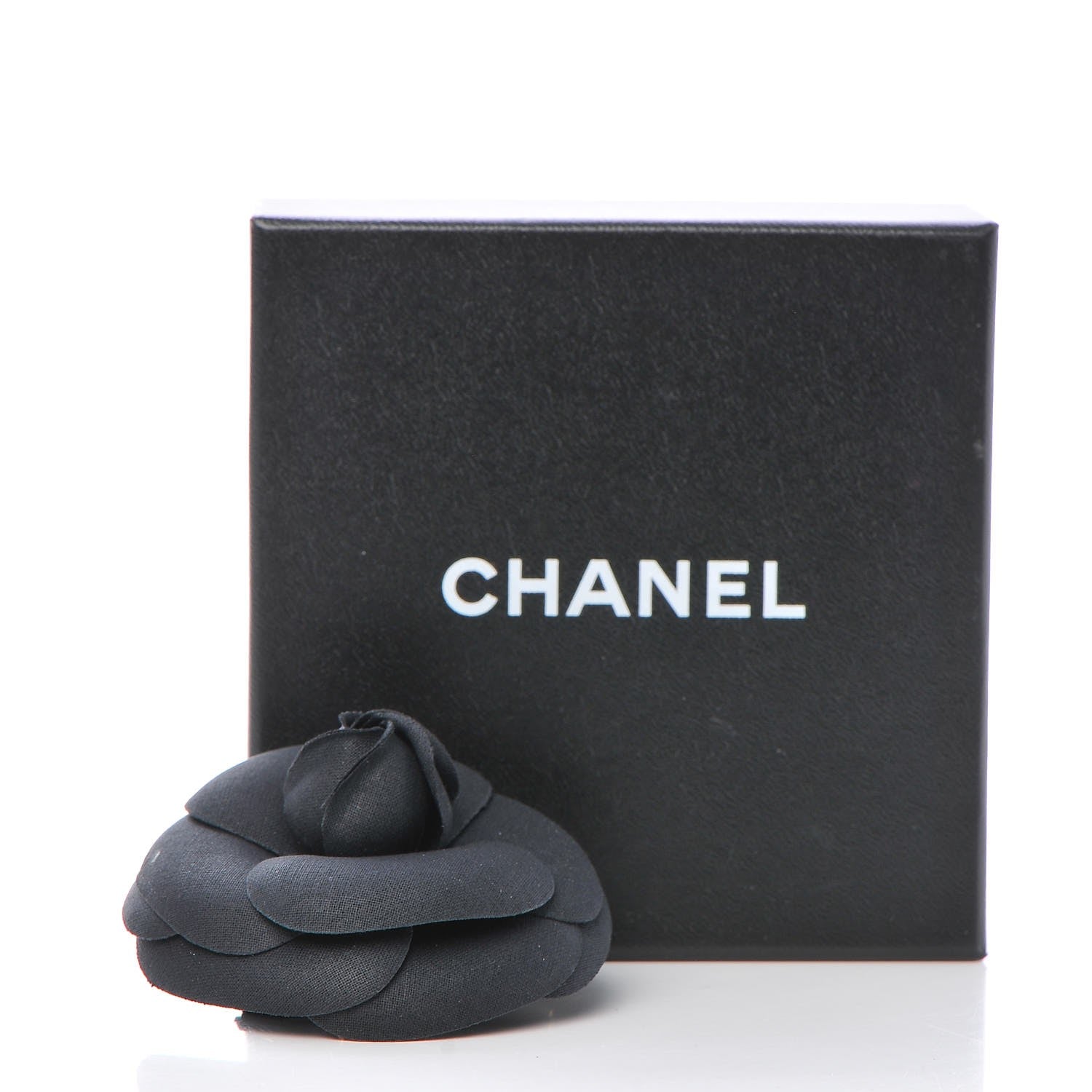 Chanel Silk Taffeta Camellia Brooch Pin Black 5 of 5