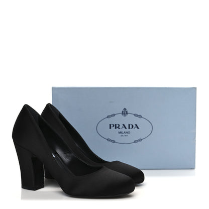 Prada Satin Block Heel Pump 36 Black 10 of 10