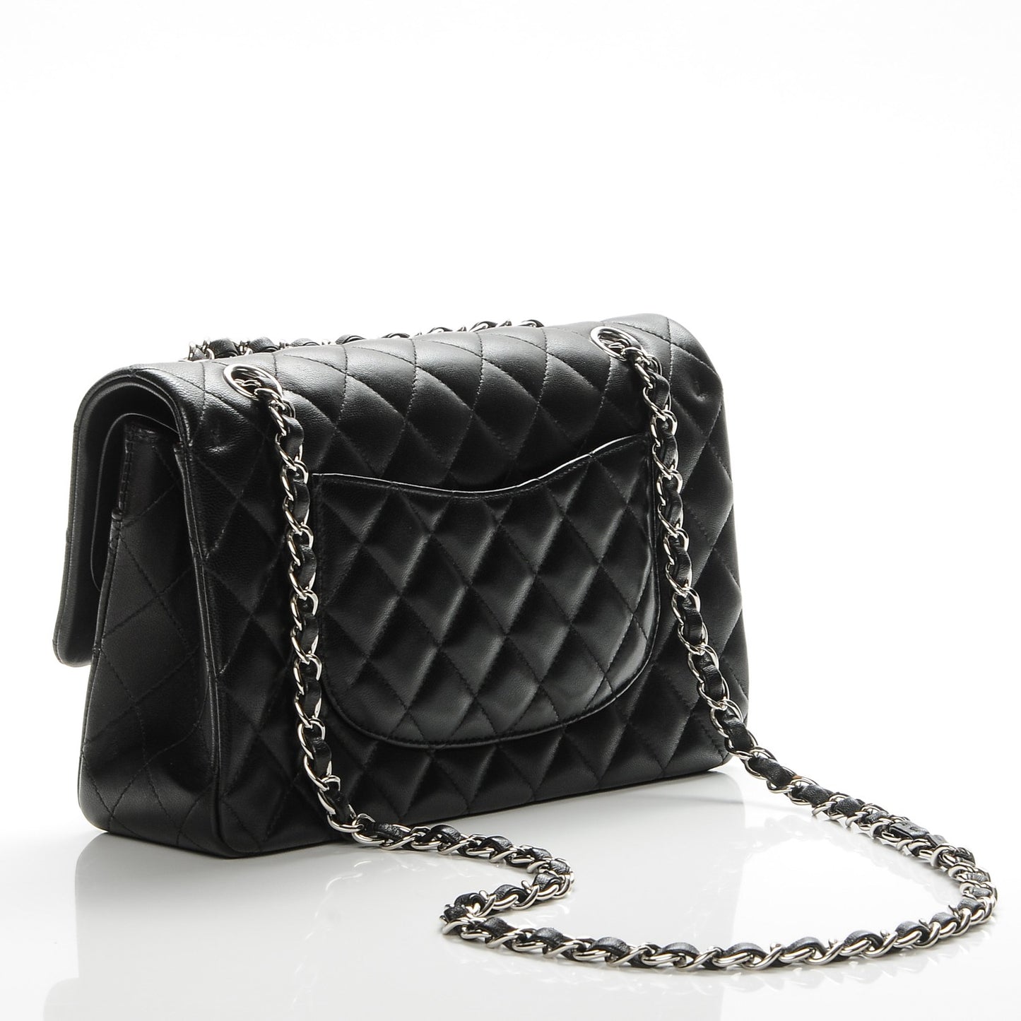 Lambskin Quilted Medium Double Flap Black