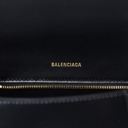 Balenciaga Shiny Box Calfskin Small Hourglass Top Handle Bag Black 8 of 9